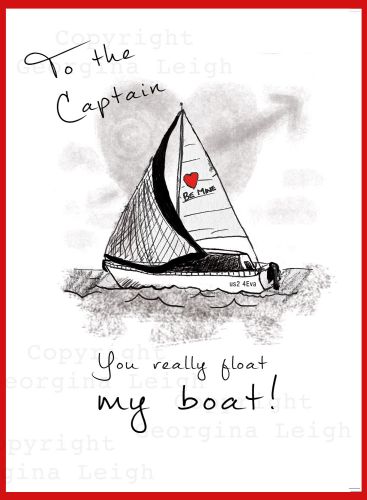 Sailing Yacht Valentines Card
